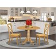 Pemberly Row Table and X-back Chair Set with Wood Seat in Oak