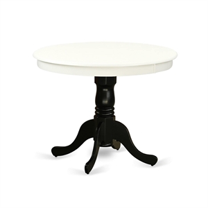 Pemberly Row Antique 36&quot Round Wood Dining Table in Linen White/Black