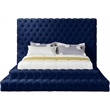 Pemberly Row Modern / Contemporary Fabric Navy Velvet Queen Bed