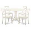 Pemberly Row 5-Piece Dining Set with Leather Chairs in Linen White