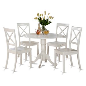 Pemberly Row Contemporary 5-Piece Wood Kitchen Set in Linen White