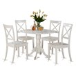 Pemberly Row Contemporary 5-Piece Wood Kitchen Set in Linen White