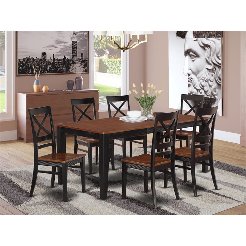 Pemberly Row 7-Piece Wood Kitchen Table and Chairs in Black/Cherry