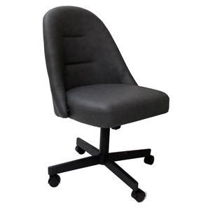 Pemberly Row Swivel Metal Dining Caster Chair-Grey Vinyl-Black
