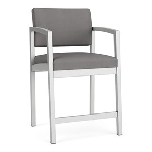 Pemberly Row Reception Waiting Room Hip Chair-Silver Steel-Light Gray