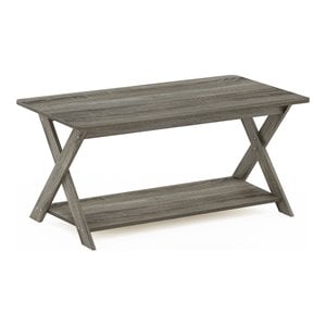 Pemberly Row Engineered Wood Criss-Crossed Coffee Table in French Oak Gray