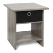 Pemberly Row Wood End Table Storage Shelf in French Oak Gray/Black