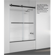 Pemberly Row Double Sliding Frameless Glass Tub Door in Matte Black