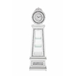 Pemberly Row Contemporary Grandfather Clock in Mirrored & Faux Diamonds