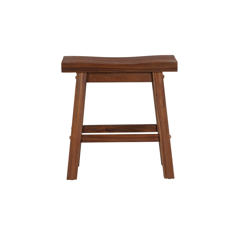 Pemberly Row Saddle 18 inch Stool Chestnut Wire-Brush Set of 2