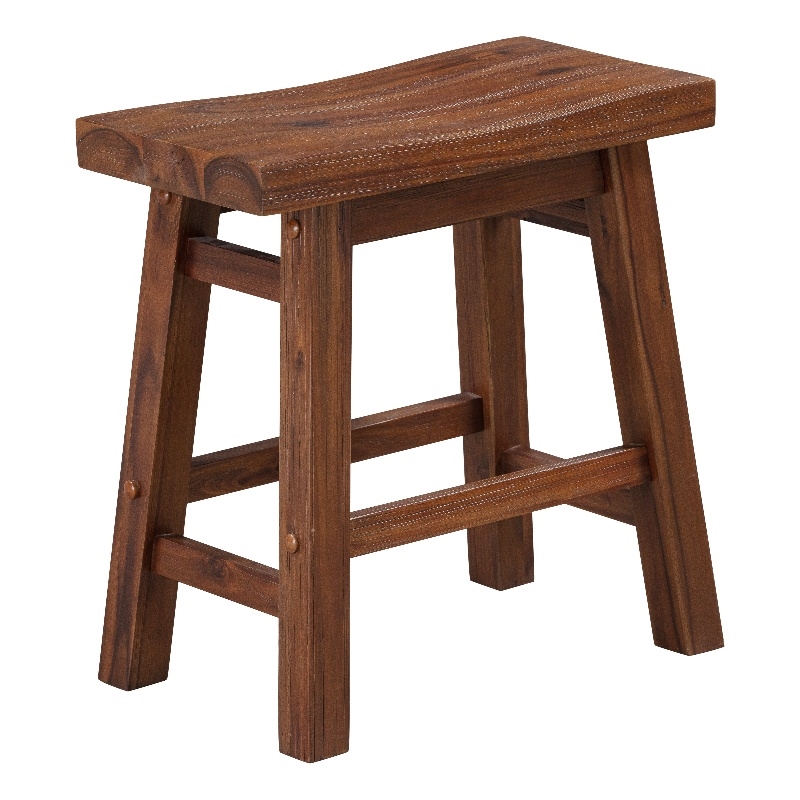 Pemberly Row Saddle 18 inch Stool Chestnut Wire-Brush Set of 2