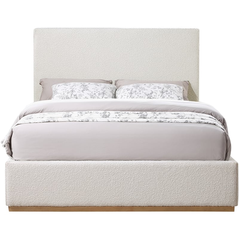 Pemberly Row Modern / Contemporary Rich Cream Boucle Fabric Full Bed