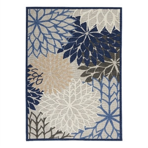 Pemberly Row 5'3&quot x 7'5&quot Fabric Indoor/Outdoor Rug in Blue/Multi-Color