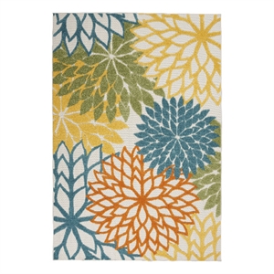 Pemberly Row 6' x 9' Turquoise Multicolor Outdoor Indoor/Outdoor Rug