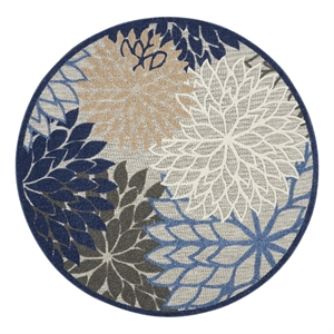 Pemberly Row 7'10&quot x ROUND Fabric Indoor/Outdoor Rug in Blue/Multi-Color