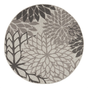 Pemberly Row 5'3&quot x round Silver Grey Outdoor Indoor/Outdoor Rug Polypropylene