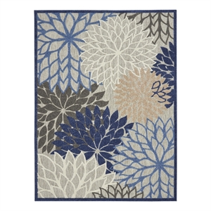 Pemberly Row 7'10&quot x 10'6&quot Fabric Indoor/Outdoor Rug in Blue/Multi-Color
