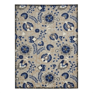 Pemberly Row 9'6&quot x 13' Natural/Blue Outdoor Indoor/Outdoor Rug Polypropylene