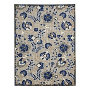 Pemberly Row 7' x 10' Natural/Blue Outdoor Indoor/Outdoor Rug Polypropylene