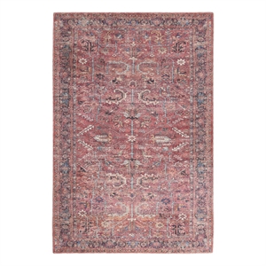 Pemberly Row Machine Washable 9' x 12' Brick Fabric Vintage Area Rug
