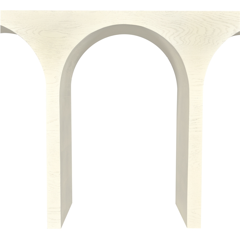 Pemberly Row Mid-Century Natural Wood Grain Cream Oak Console Table