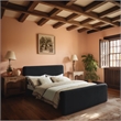 Pemberly Row Modern / Contemporary Fabric Black Velvet Full Bed