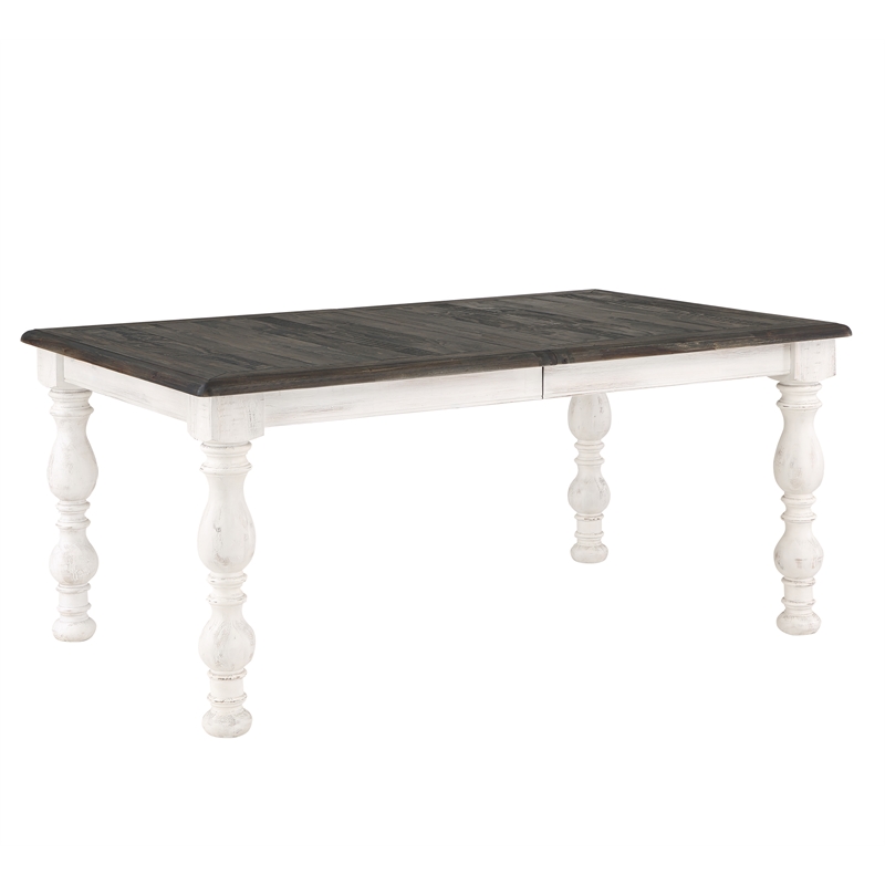 Pemberly Row Contemporary Weathered White 84 in. Wood Dining Table