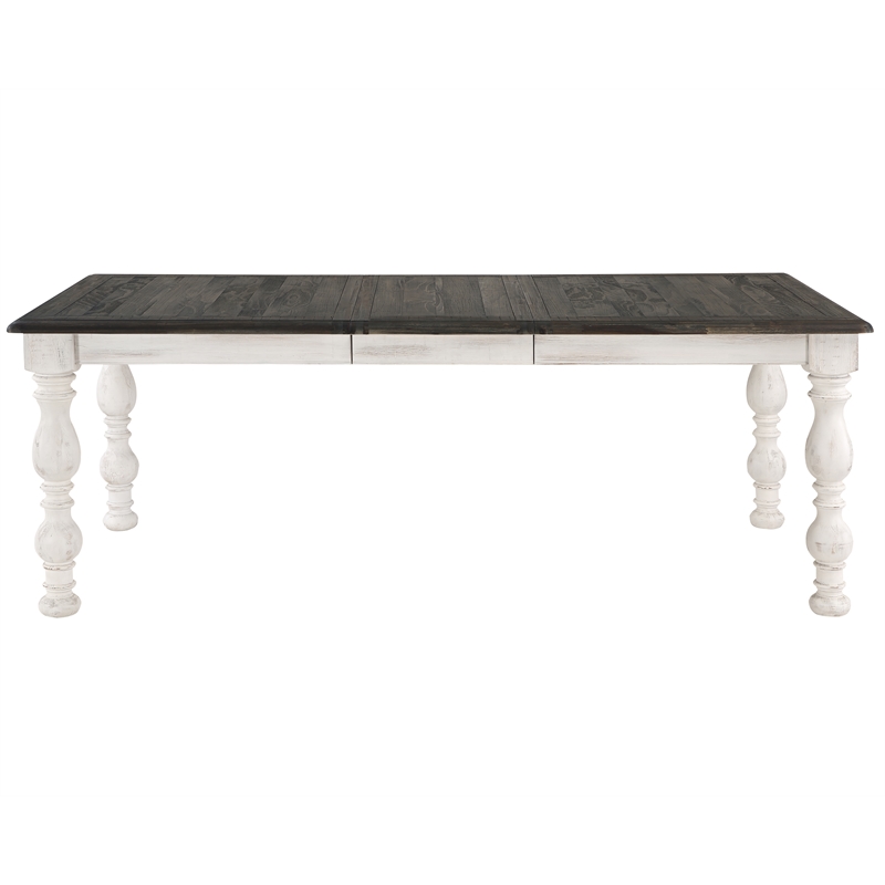 Pemberly Row Contemporary Weathered White 84 in. Wood Dining Table