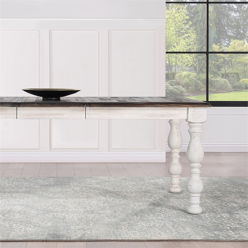 Pemberly Row Contemporary Weathered White 84 in. Wood Dining Table
