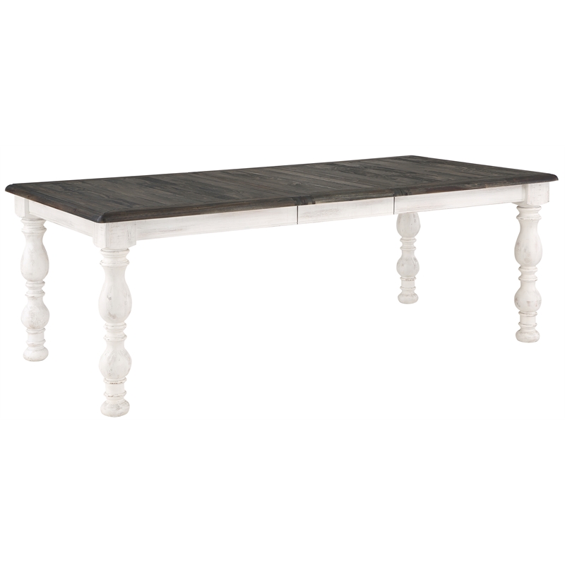 Pemberly Row Contemporary Weathered White 84 in. Wood Dining Table