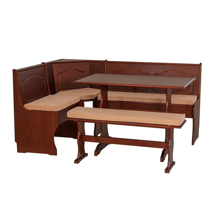 Pemberley Row Pine Walnut Breakfast Nook Set Rectangular Under Seat Storage 67.25