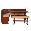 Pemberley Row Pine Walnut Breakfast Nook Set Rectangular Under Seat Storage 67.25