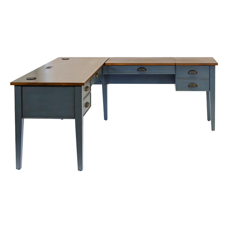 Pemberley Row Wood Blue Desk Rectangular Storage Drawer 48