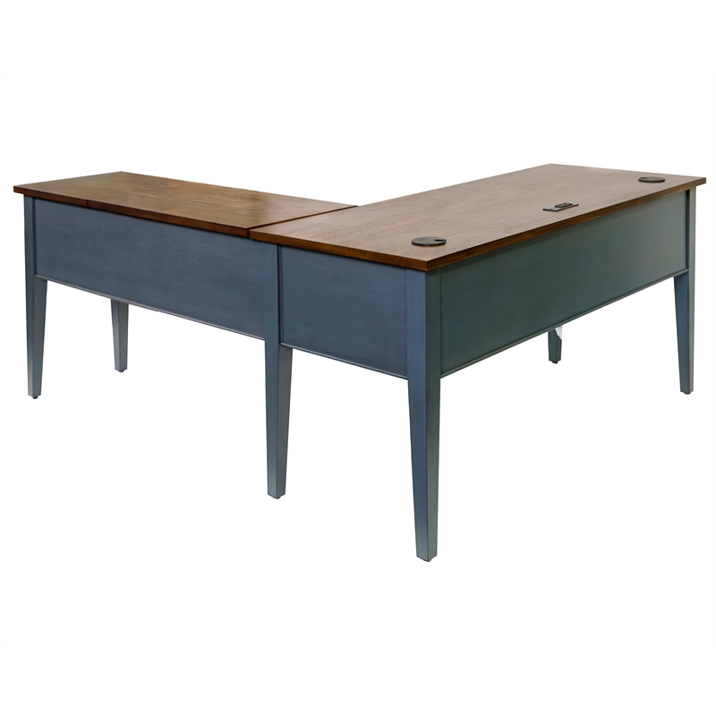 Pemberley Row Wood Blue Desk Rectangular Storage Drawer 48