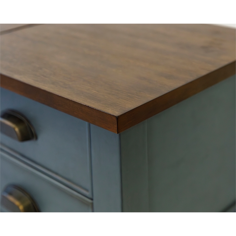 Pemberley Row Wood Blue Desk Rectangular Storage Drawer 48