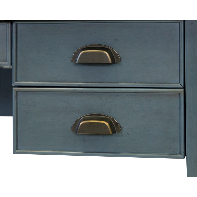 Pemberley Row Wood Blue Desk Rectangular Storage Drawer 48