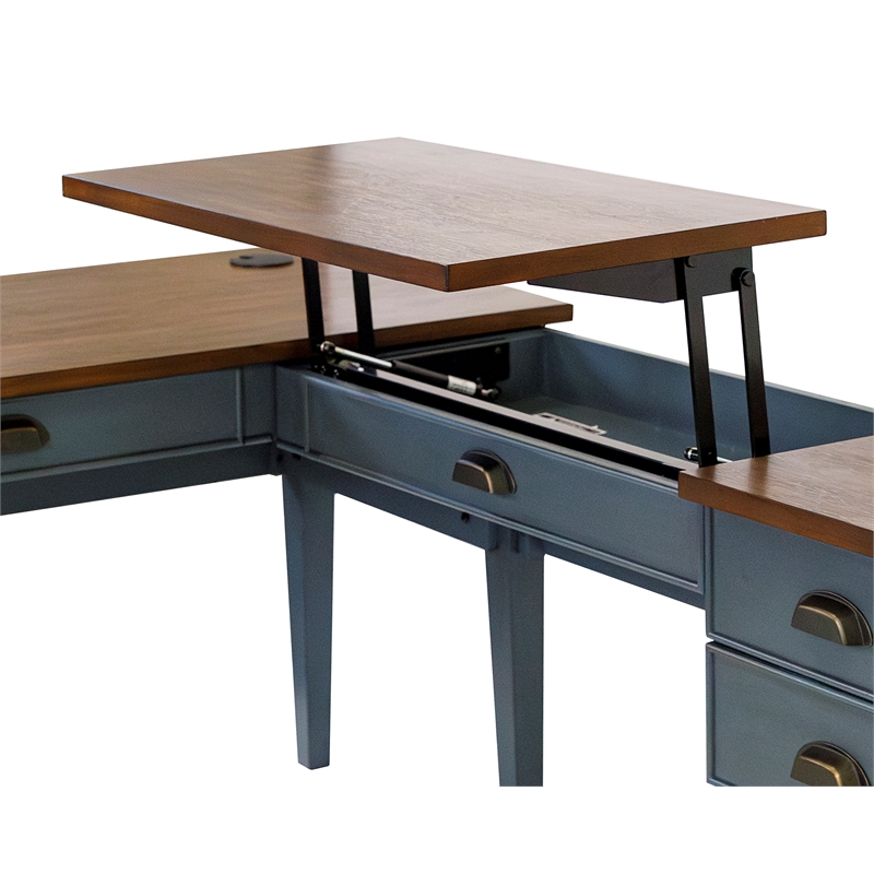 Pemberley Row Wood Blue Desk Rectangular Storage Drawer 48