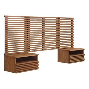 Pemberly Row Modern Wood Twin Headboard and Nightstands in Walnut