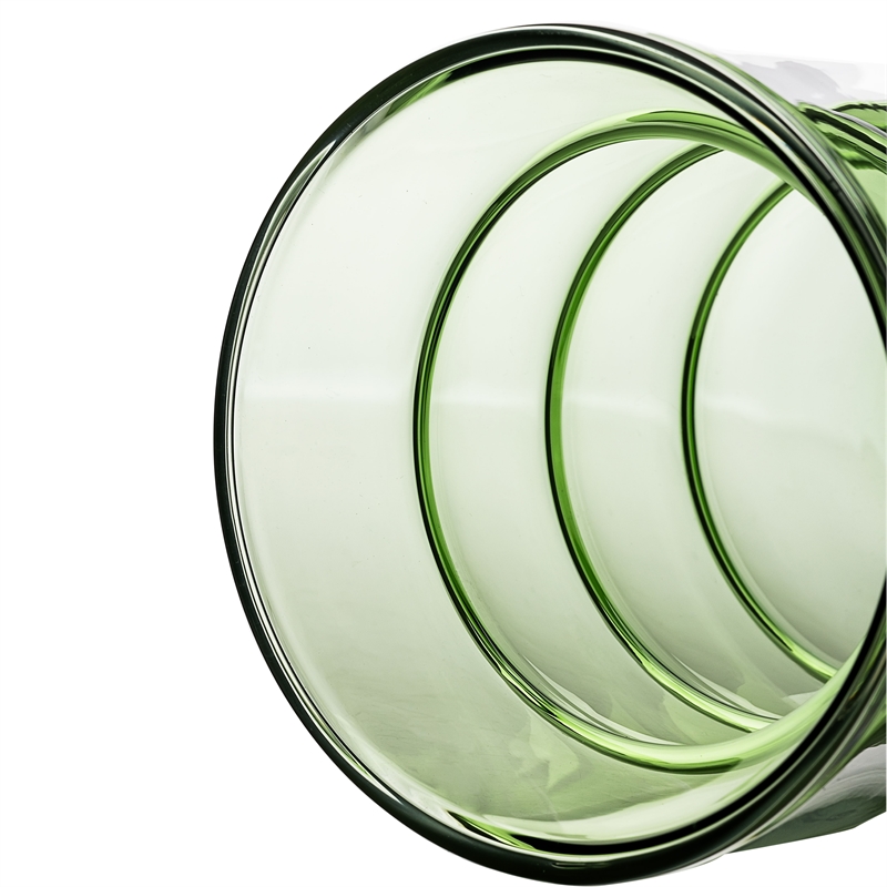 Pemberly Row Waves Transitional Glass Water Glasses in Green (Set of 4)