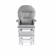 Pemberly Row Contemporary Glider and Ottoman White Wood Oyster Fabric