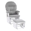 Pemberly Row Contemporary Glider and Ottoman White Wood Oyster Fabric