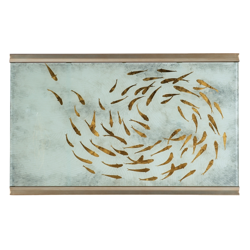 Pemberly Row Contemporary Rectangle Cocktail Table in Gold Wood