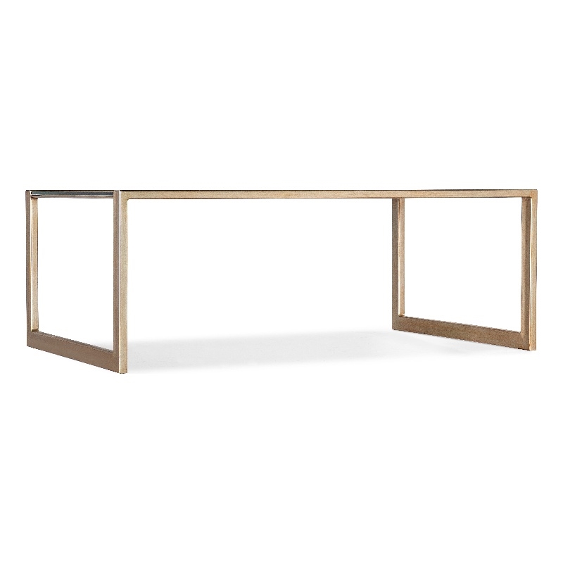 Pemberly Row Contemporary Rectangle Cocktail Table in Gold Wood