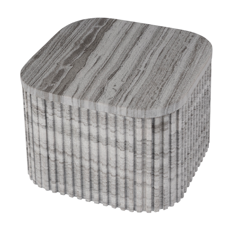 Pemberly Row Contemporary Rectangular Marble Side Table-Gray