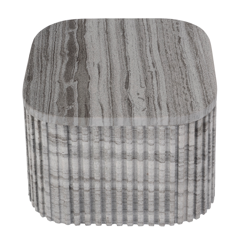 Pemberly Row Contemporary Rectangular Marble Side Table-Gray