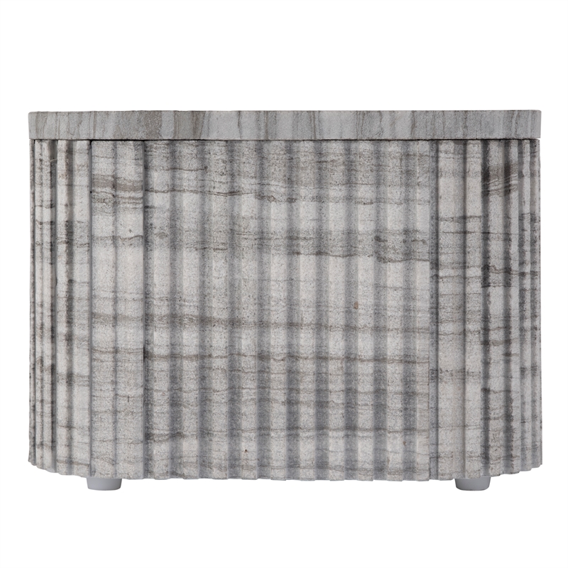 Pemberly Row Contemporary Rectangular Marble Side Table-Gray