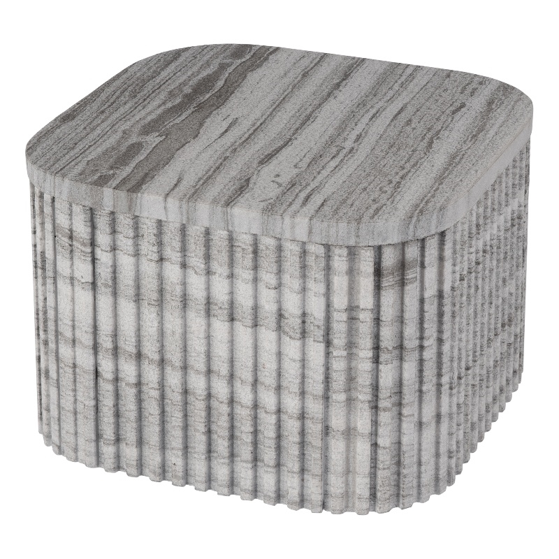 Pemberly Row Contemporary Rectangular Marble Side Table-Gray