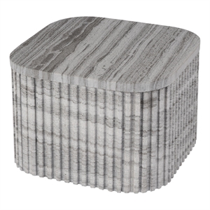 Pemberly Row Contemporary Rectangular Marble Side Table-Gray