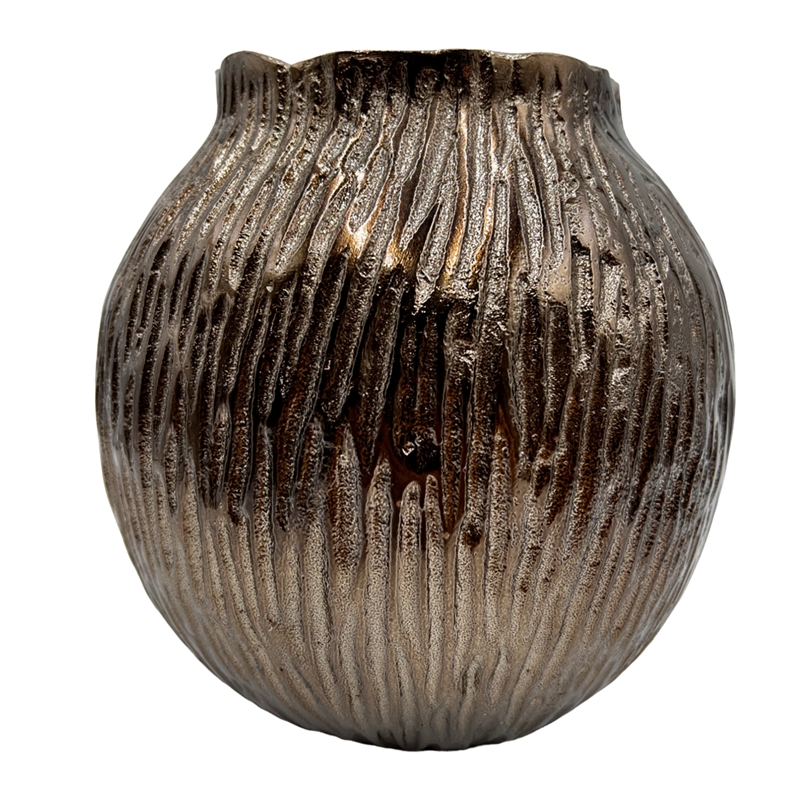 Pemberly Row 8 Inch Tall Decorative Handmade Aluminum Flower Vase in Bronze