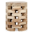 Pemberly Row Contemporary Natural Teak Wood Round Accent Table